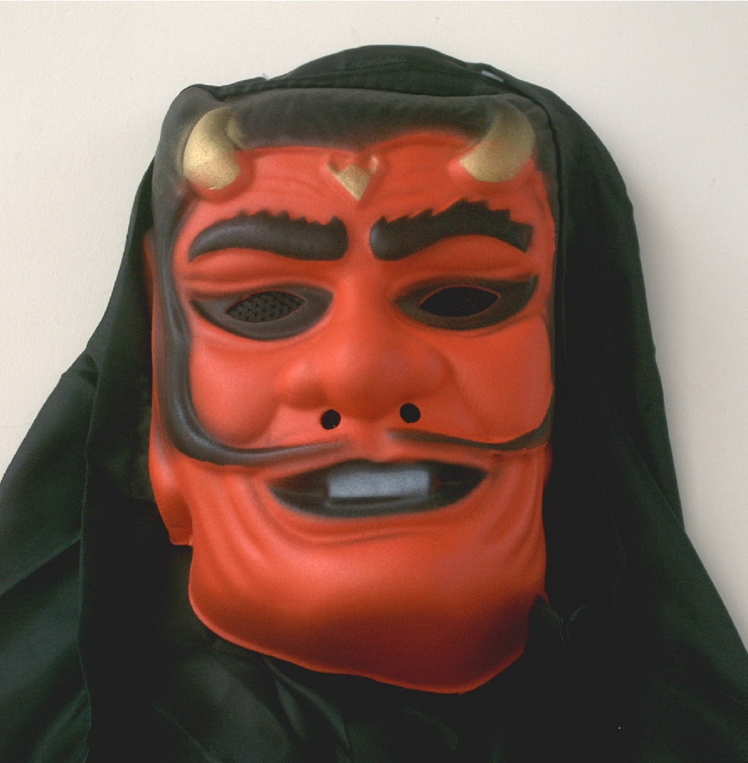 Monstermaske Teufel Deko Grusel Maske mit Kapuze Halloween Monster